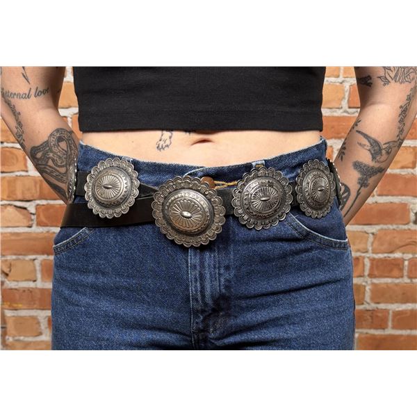 Kirk Smith Navajo Sterling Silver Concho Belt