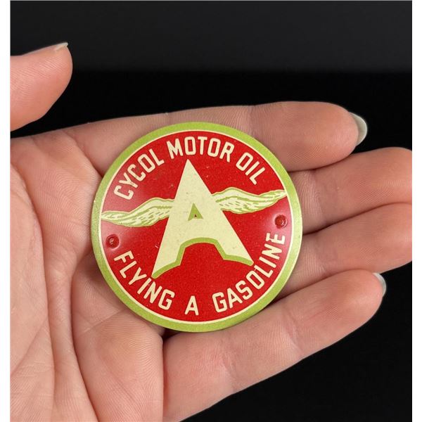 Flying A Gasoline Cycol Motor Oil Pin Badge