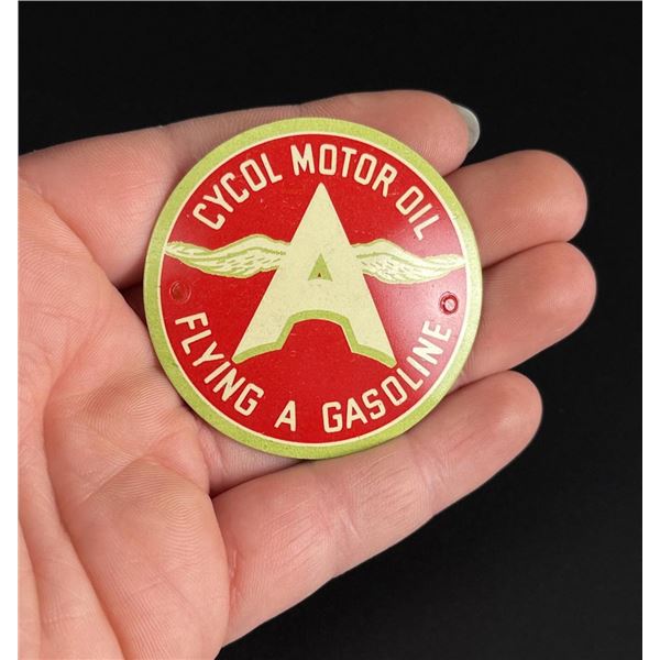 Flying A Gasoline Cycol Motor Oil Pin Badge
