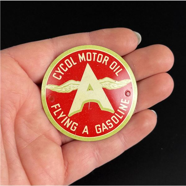 Flying A Gasoline Cycol Motor Oil Pin Badge