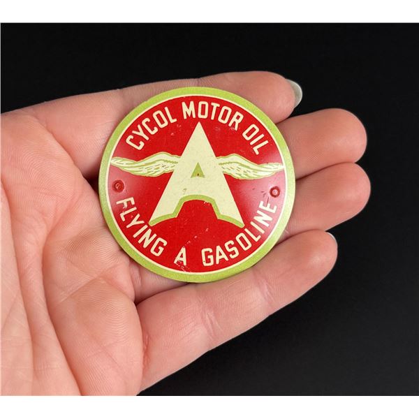 Flying A Gasoline Cycol Motor Oil Pin Badge