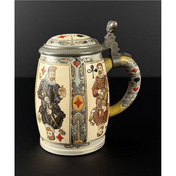 Mettlach 2093 Playing Cards Beer Stein