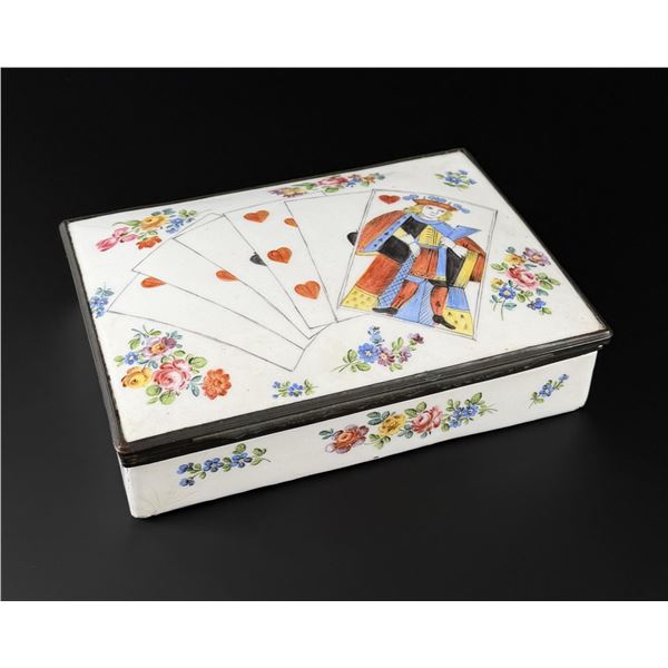 Victorian Enamel Playing Card Suit Box