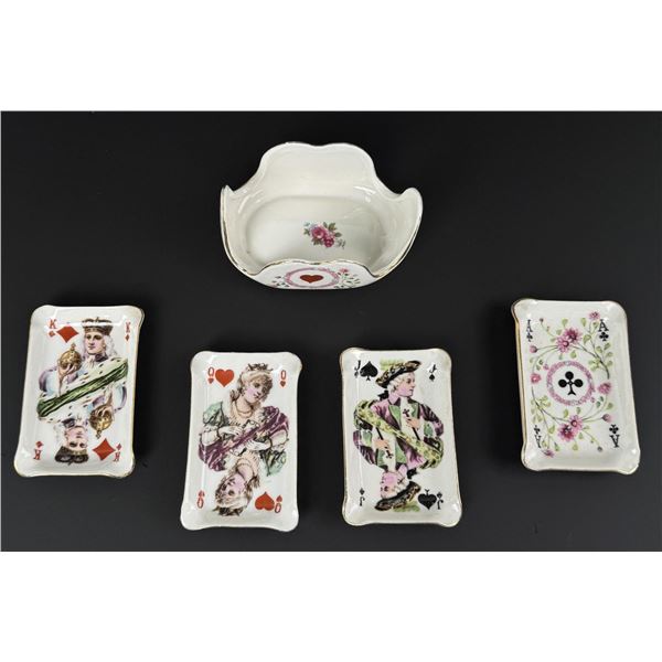 Playing Card Suit Porcelain Ashtray Set