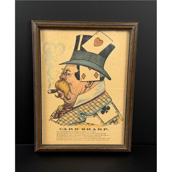 Victorian Card Sharp Gambling Lithograph