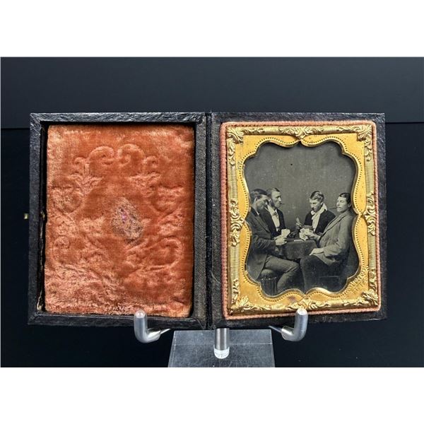 Gambling Men Playing Cards Tintype Photo