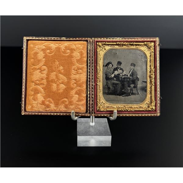Gambling Men Playing Cards Tintype Photo