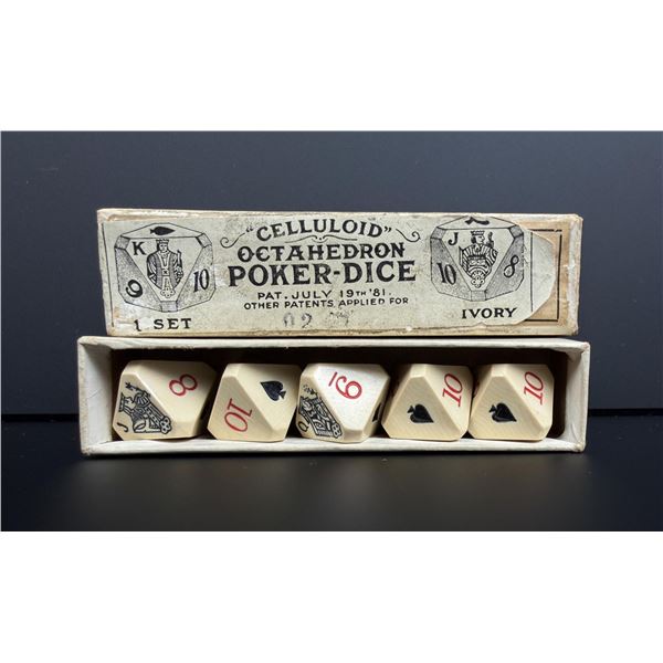 Antique Celluloid Octahedron Poker Dice