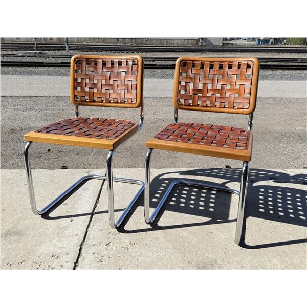 Breuer Chromcraft Cesca Woven Leather Chairs