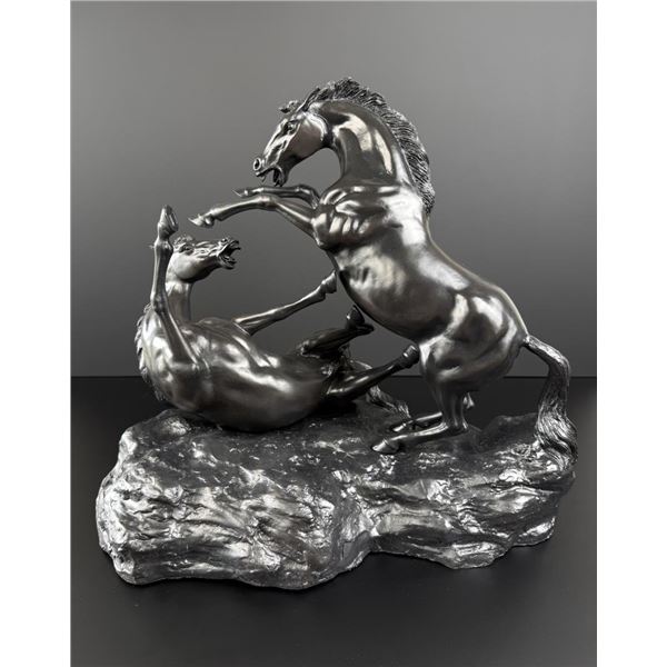 Henry Van Wolf Fighting Stallions Bronze
