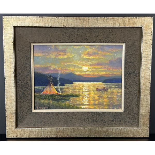 Randy Van Beek Moonlit Camp Painting