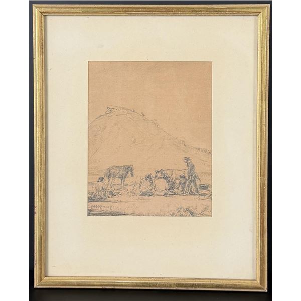 Carl Oscar Borg Navajo Camp Drawing