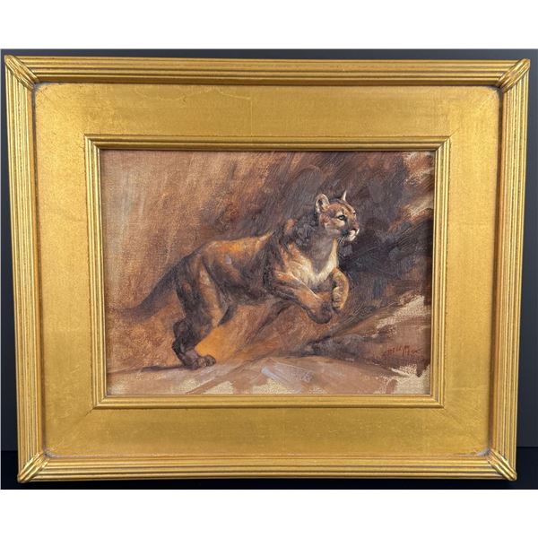 Greg Beecham Leaping Mountain Lion Painting