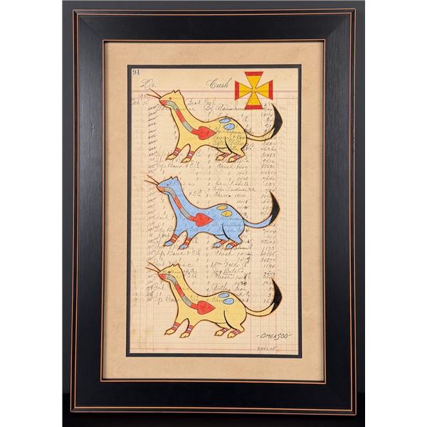 Lyle Omeasoo Blackfeet Montana Ledger Painting