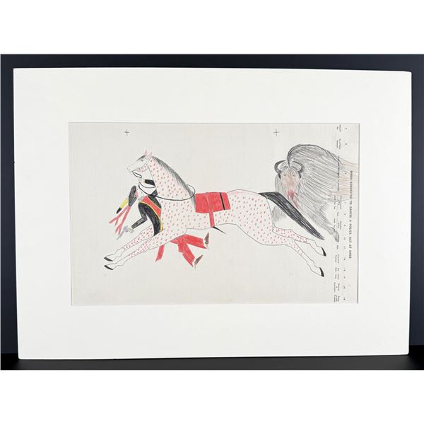 Plains Native American Indian Ledger Drawing