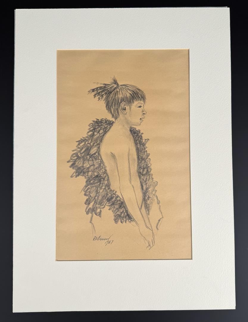 Richard Greeves Conte Crayon Indian Drawing