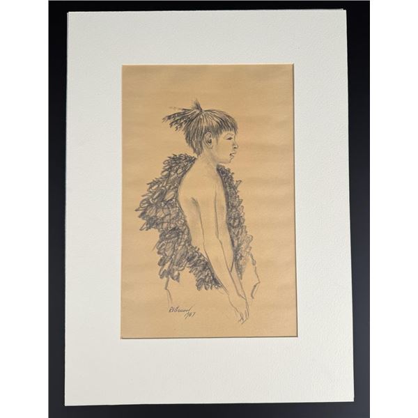 Richard Greeves Conte Crayon Indian Drawing