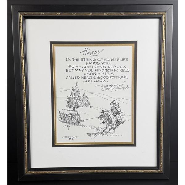John Wade Hampton Cowboy Christmas Card Drawing