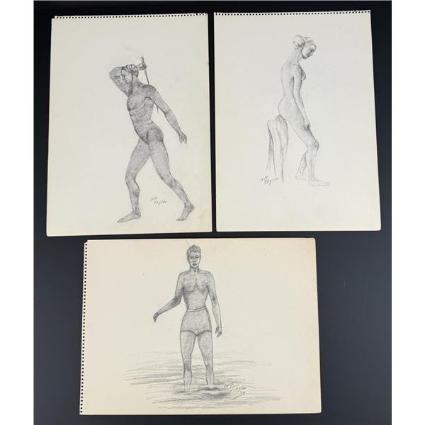 H.F. Taylor Bathing Nude Drawings