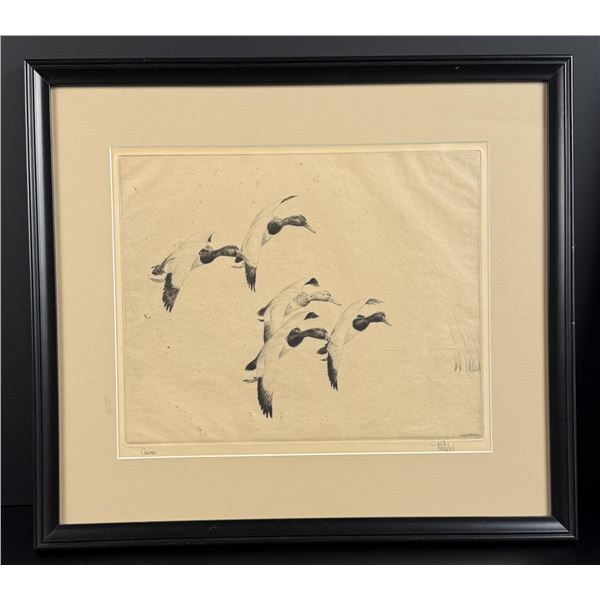 Richard Evett Bishop Canvas Ducks Etching