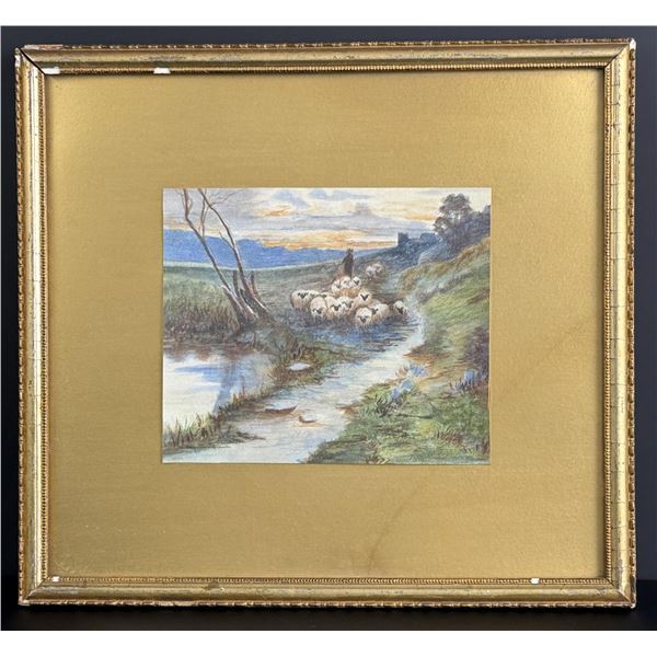 Sheepherder Pastel Drawing