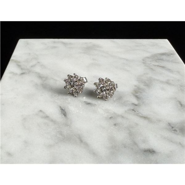 14k White Gold and Diamond Earrings