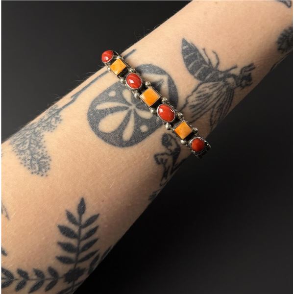 Geneva Apachito Navajo Sterling Coral Bracelet