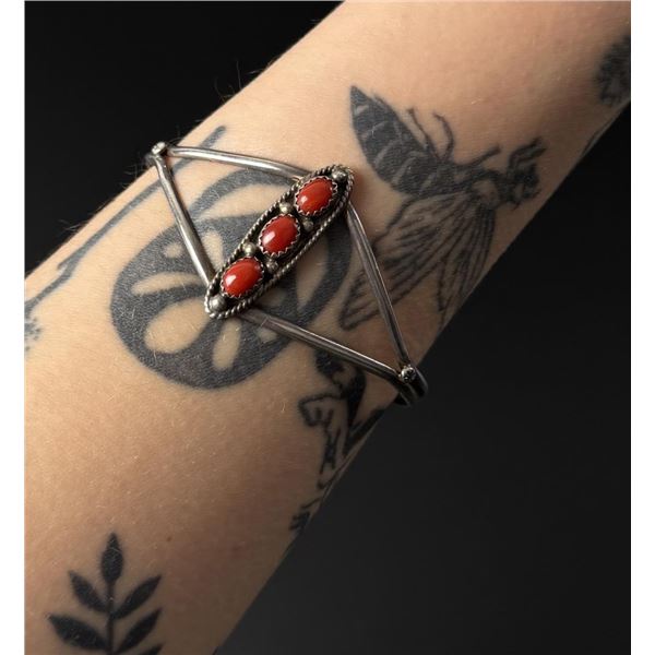Atkinson Trading Navajo Sterling Coral Bracelet
