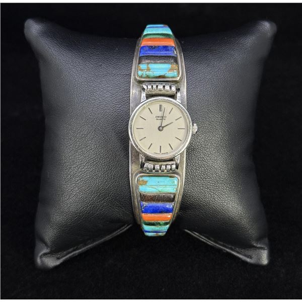Charles Loloma Sterling Cobblestone Inlay Watch