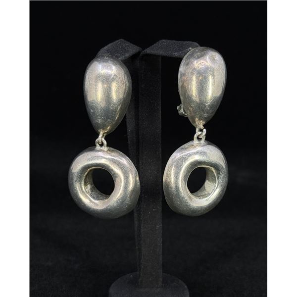 Zina Sherman Sterling Silver Modernist Earrings