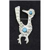 Image 1 : Navajo Sterling Silver Turquoise Roadrunner Brooch