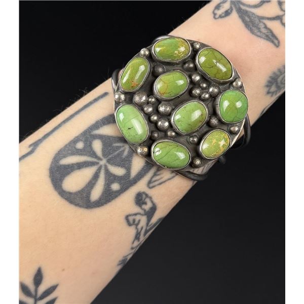 Navajo Sterling Turquoise Cluster Bracelet