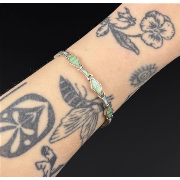 Zuni Sterling Opal Mother of Pearl Bracelet