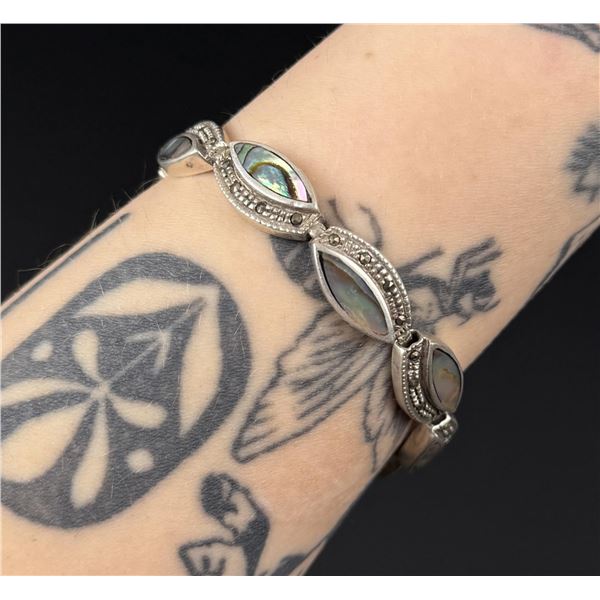 Sterling Marcasite Abalone Bracelet