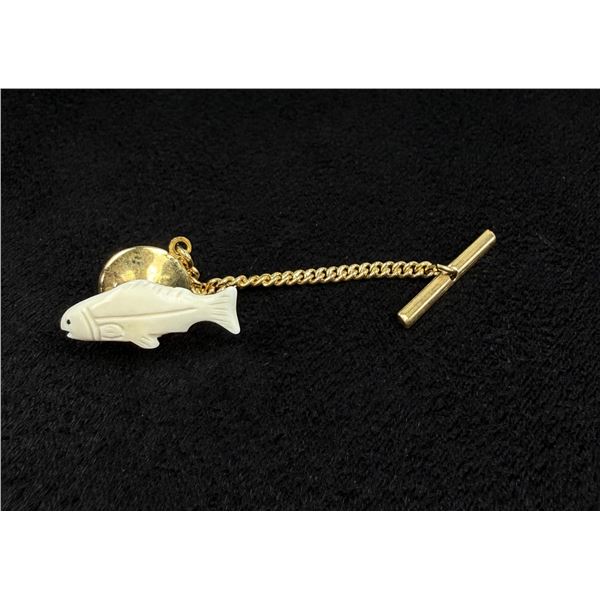 Alaskan Inuit Eskimo Ivory Salmon Tie Tack