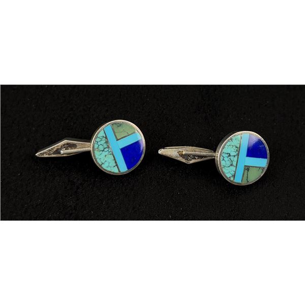 Ray Tracey Knifewing Sterling Turquoise Cufflinks