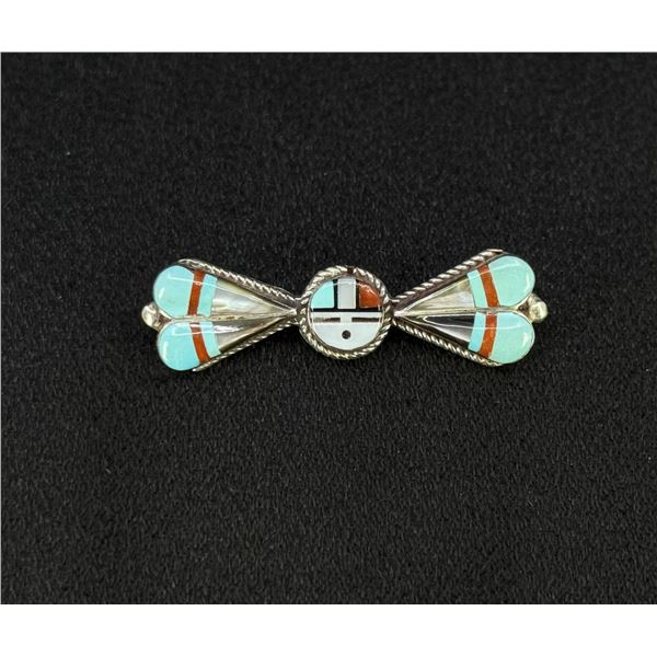 Zuni Sterling Silver Inlaid Sunface Brooch