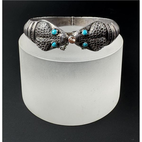 Taxco Mexico Sterling Turquoise Snake Bracelet