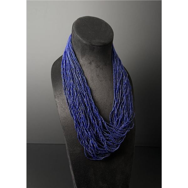 Konyak Naga Blue Glass Beaded Necklace