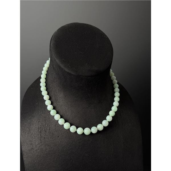 Chinese 14k Gold Green Jade Jadeite Ball Necklace