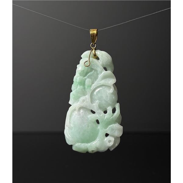 14k Gold Chinese Jade Jadeite Pendant