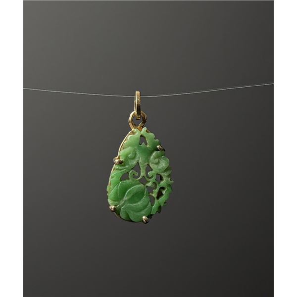 14K Gold Chinese Jade Jadeite Pendant