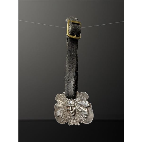Unger Brothers Sterling Indian Chief Luggage Tag