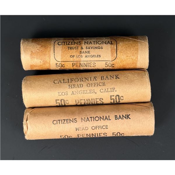3 Rolls of Uncirculated Pennies Los Angeles
