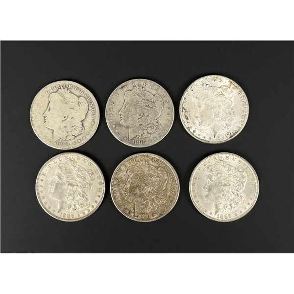 Group of 6 Morgan Silver Dollars