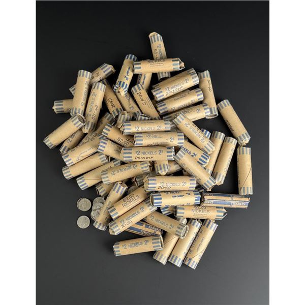 Approximately $130 Face Value Rolled Nickels