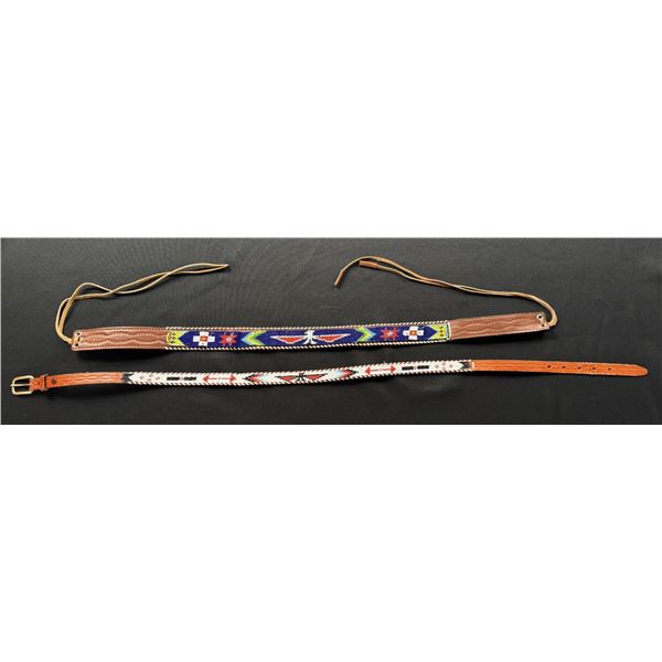 Native American Indian Loom Beaded Leather Belts