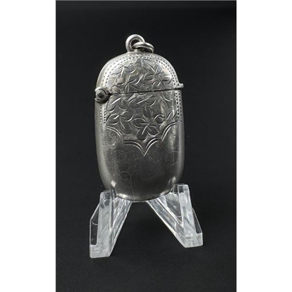 Edwardian Sterling Floral Match Safe Vesta Case
