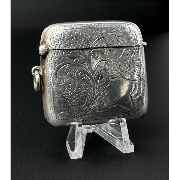 Edwardian Sterling Floral Match Safe Vesta Case