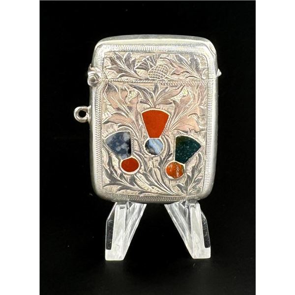 Edwardian Sterling Scottish Inlaid Vesta Case